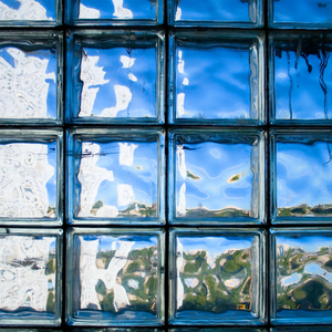 Vetromattone effetto ondulato blu diffusione luminosa naturale 190x190x80 mm