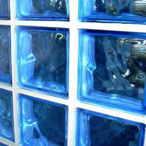 Vetromattone effetto ondulato blu diffusione luminosa naturale 190x190x80 mm