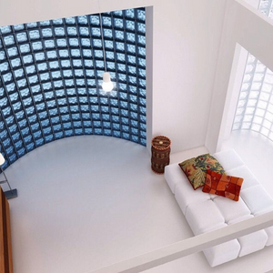 Vetromattone effetto ondulato blu diffusione luminosa naturale 190x190x80 mm