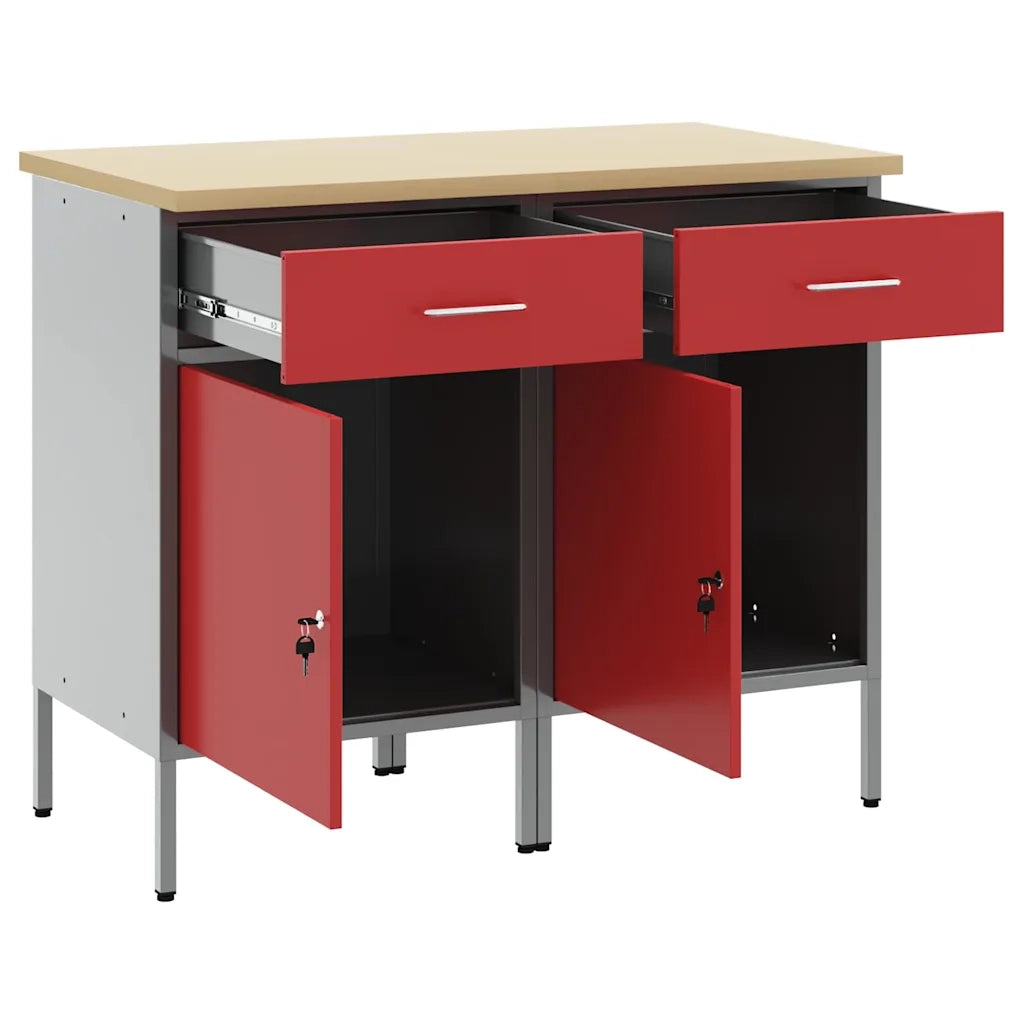 Mobile da lavoro 2 pz Rosso e Grigio 100 x 55 x 85 cm CFW3873112