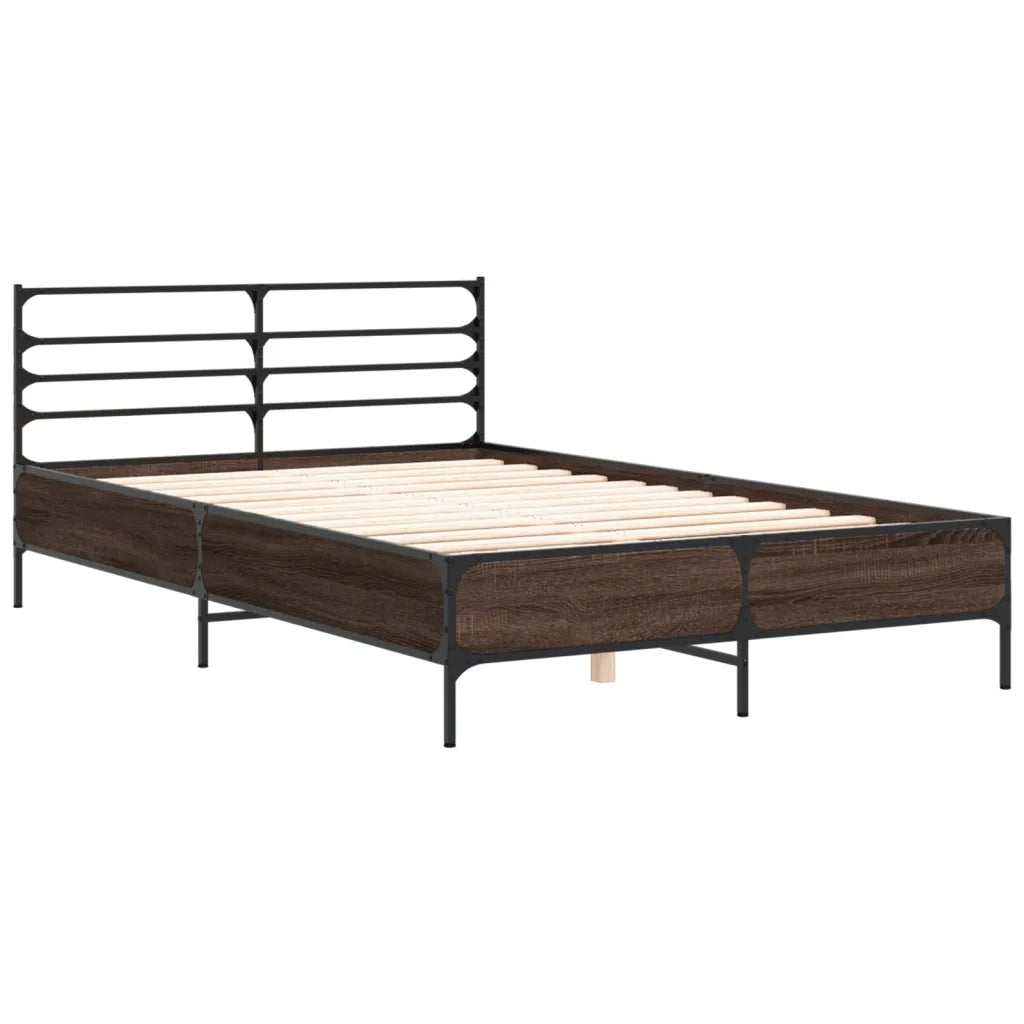 Giroletto-Struttura Letto Rovere Marrone 120x200cm in Legno Multistrato Metallo 103995