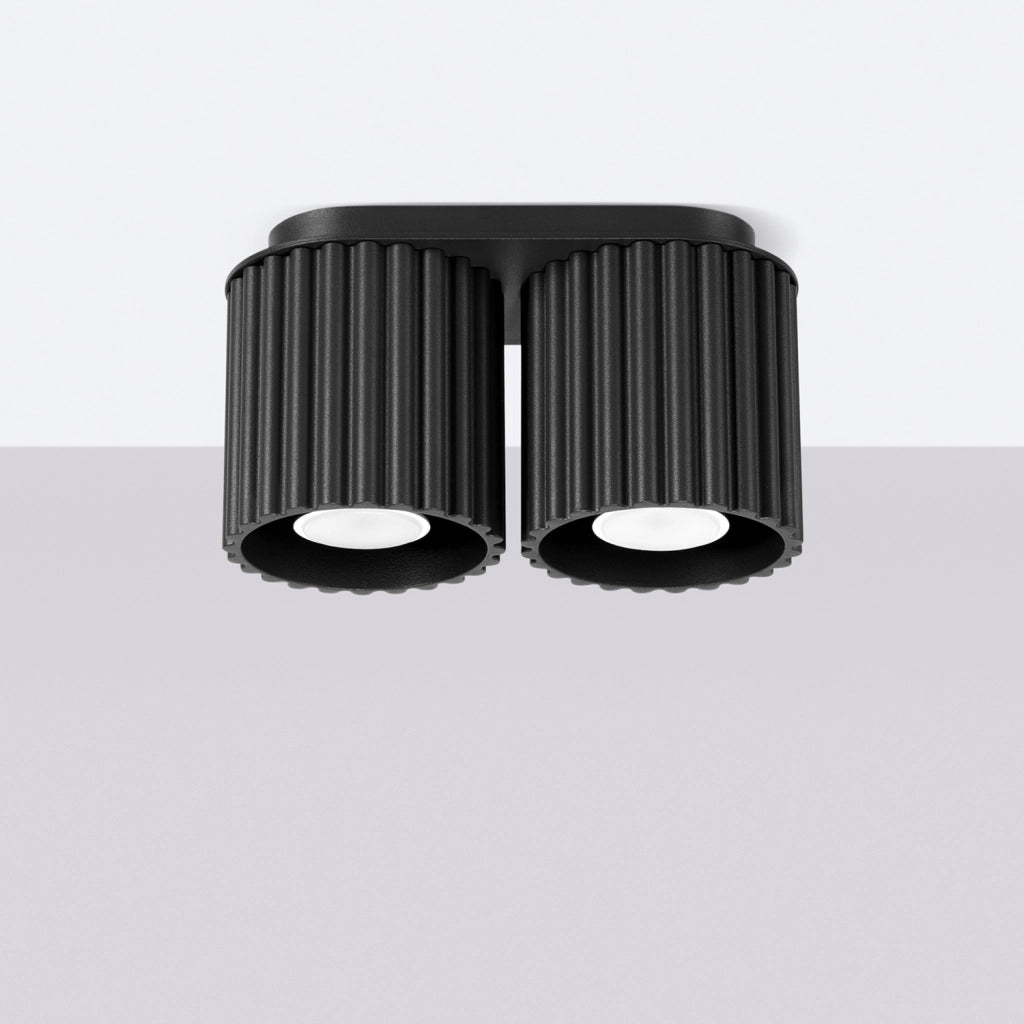 Plafoniera moderna nera ovale 21cm 2xGU10 10W VISTAO
