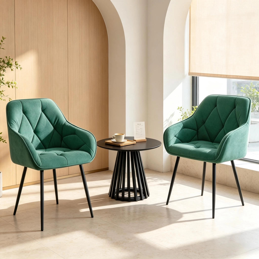 SEDIA Set da 2 pezzi 45,5x45x83,5 cm Velluto Turchese