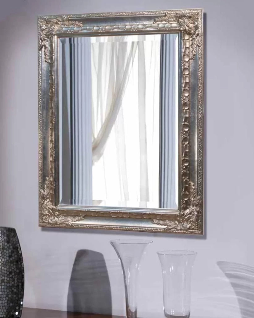 Mobili2g - specchiera in foglia argento rettangolare- misure: l.75 x h.95 x p.3