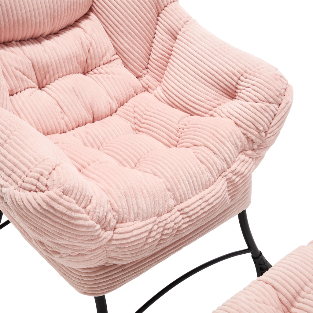 POLTRONA con poggiapiedi 70x64x95 cm in acciaio rosa