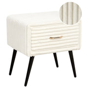 Comodino con rivestimento in velluto bianco con 1 cassetto Mobili per camera da letto dal design minimalista