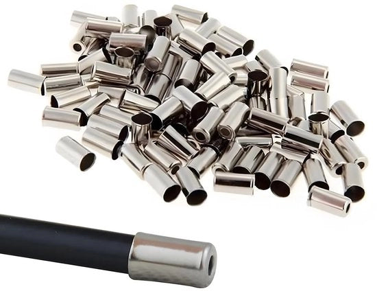 Ferrule di alta qualità - 100 pezzi - Metallo - Diametro interno 5 mm - Lunghezza 10 mm - Utilizzo per cavi di freno bicicletta - Ferrule di freno