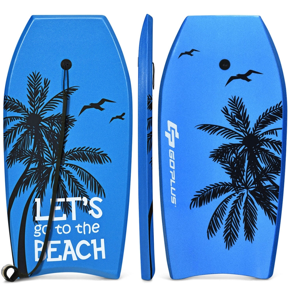 Bodyboard con centro in EPS superficie in XPE e base in HDPE, bodyboard 105 x 51 cm leggero con cordino per polso, Blu