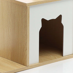 Fudajo Albero tiragraffi Legno beige 106cm Con casetta per gatti, colonne in sisal e cucce