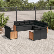 Set Divani da Giardino 11 pz con Cuscini in Polyrattan Nero 3228176