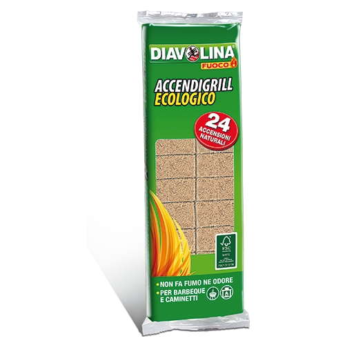 ACCENDIGRILL ECOLOGICO 'DIAVOLINA' 100 cubi - 6 pezzi- DIAVOLINA
