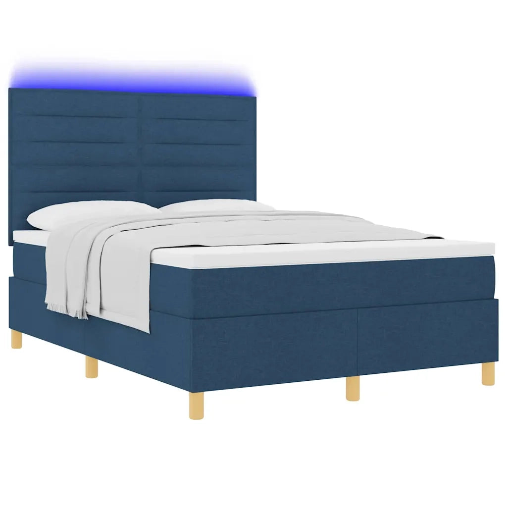 Letto a Sorgente LED con materasso Blu 160 x 200 cm Tessuto 3343039