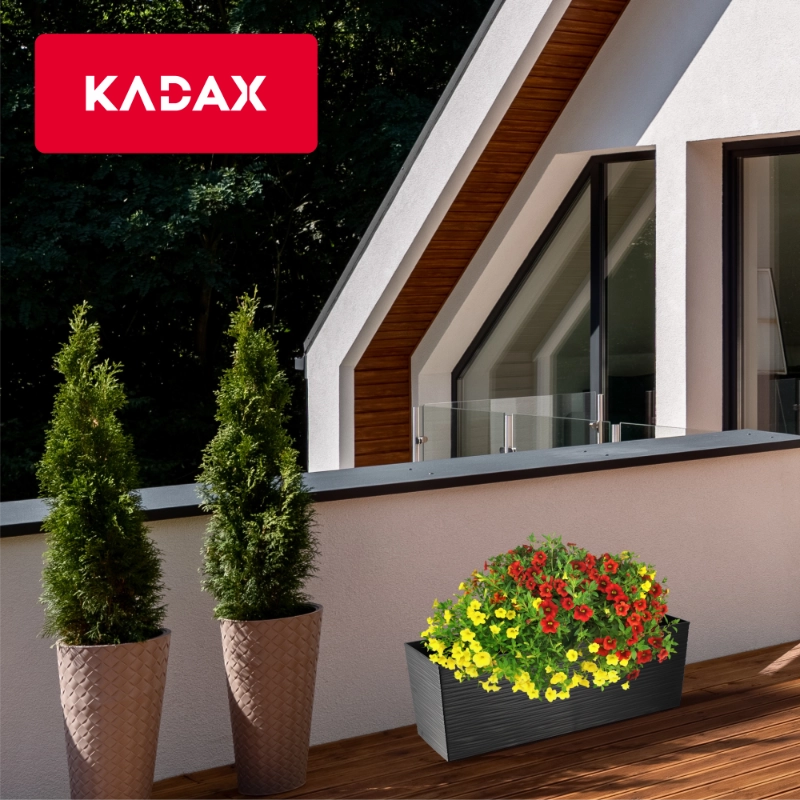 Vaso da fiori KADAX per balcone con supporto per fiori integrato per balaustra, 19x56 cm