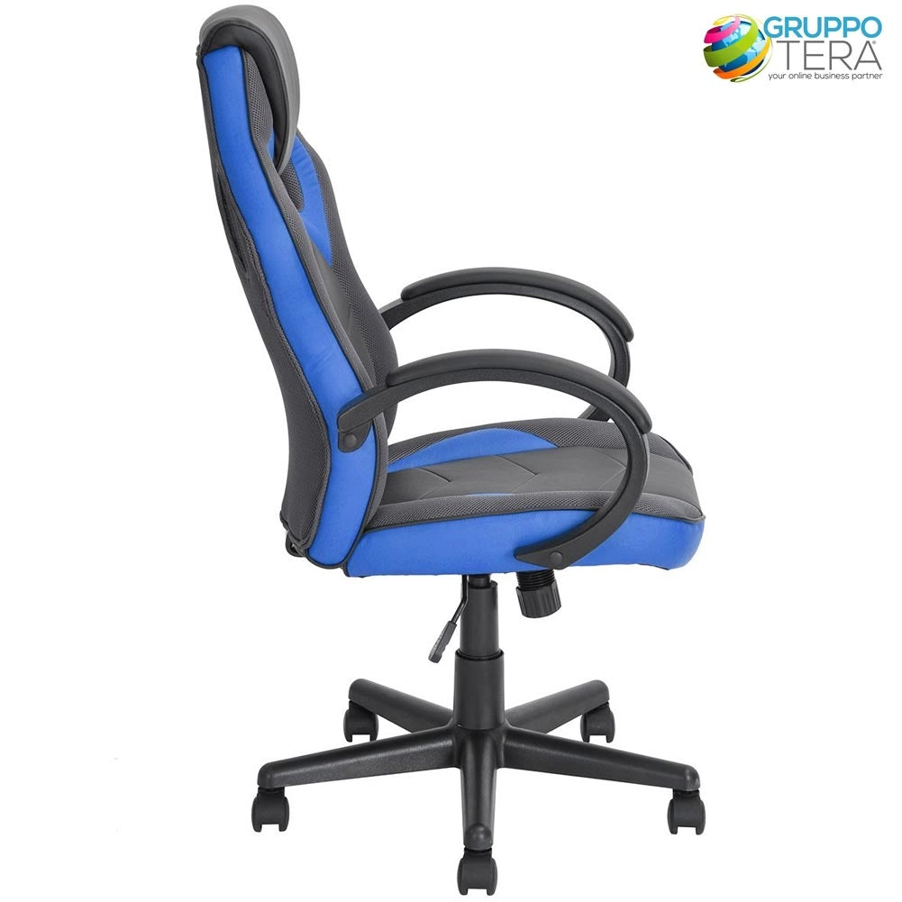 Sedia Gaming Poltrona da Ufficio Direzionale Ruote Girevoli Sportiva Racer Blu