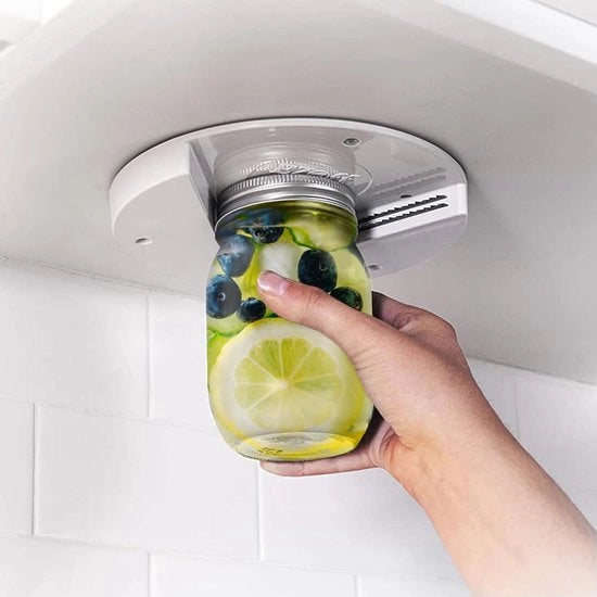 Pottenopener per anziani - Apriporta sotto la cucina per mani deboli, maniglia facile, apriporta per artrosi, gadget un mano e apri bottiglia - Accessori da cucina essenziali per assistenza domestica - Bianco