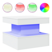Tavolino da Salotto-Tavolino da soggiorno con Luci LED Bianco 50x50x40 cm 298658