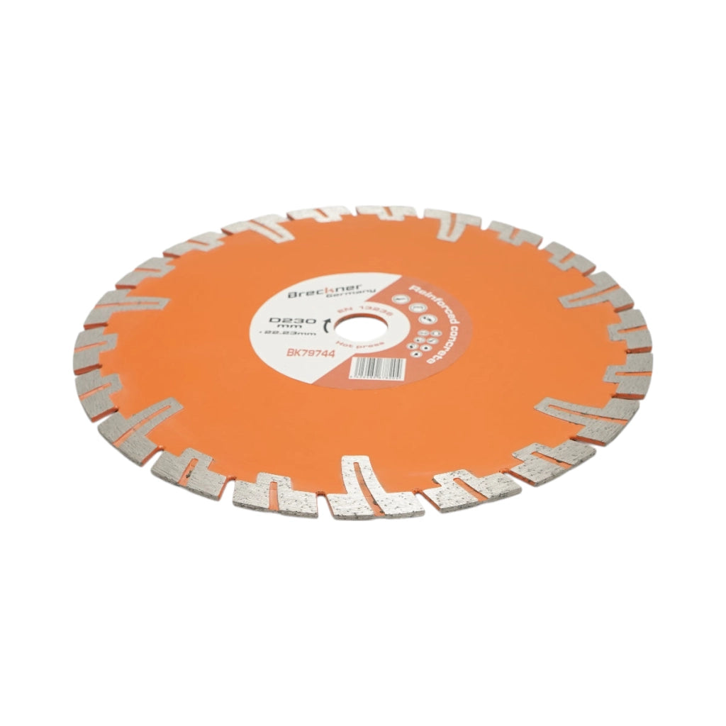 Disco diamantato turbo segmentato 230x22,23 mm, segmento 8 mm per BCA, mattoni, massetto, cemento armato Breckner Germany