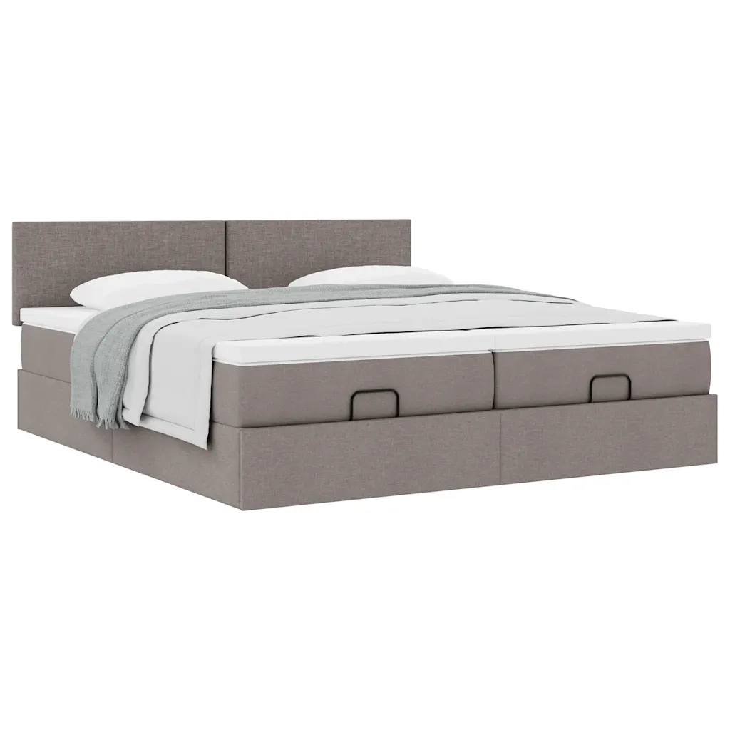 Struttura Letto Pouf con Materassi Tortora 160x200cm in Tessuto