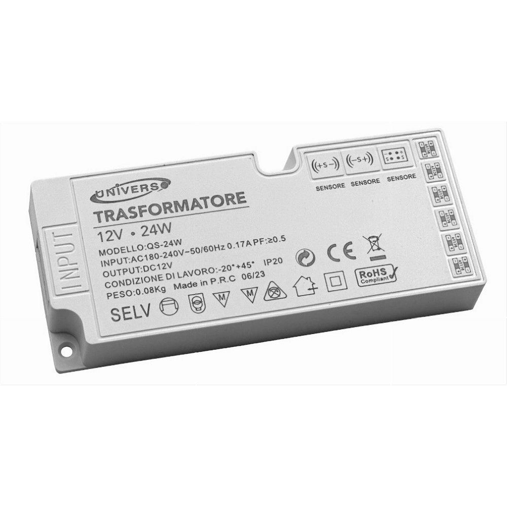 Trade Shop - Alimentatore Switching Dc12v 24w 2a 6 Uscite 3 Ingresso Sensore Strip Led Qs-24w -