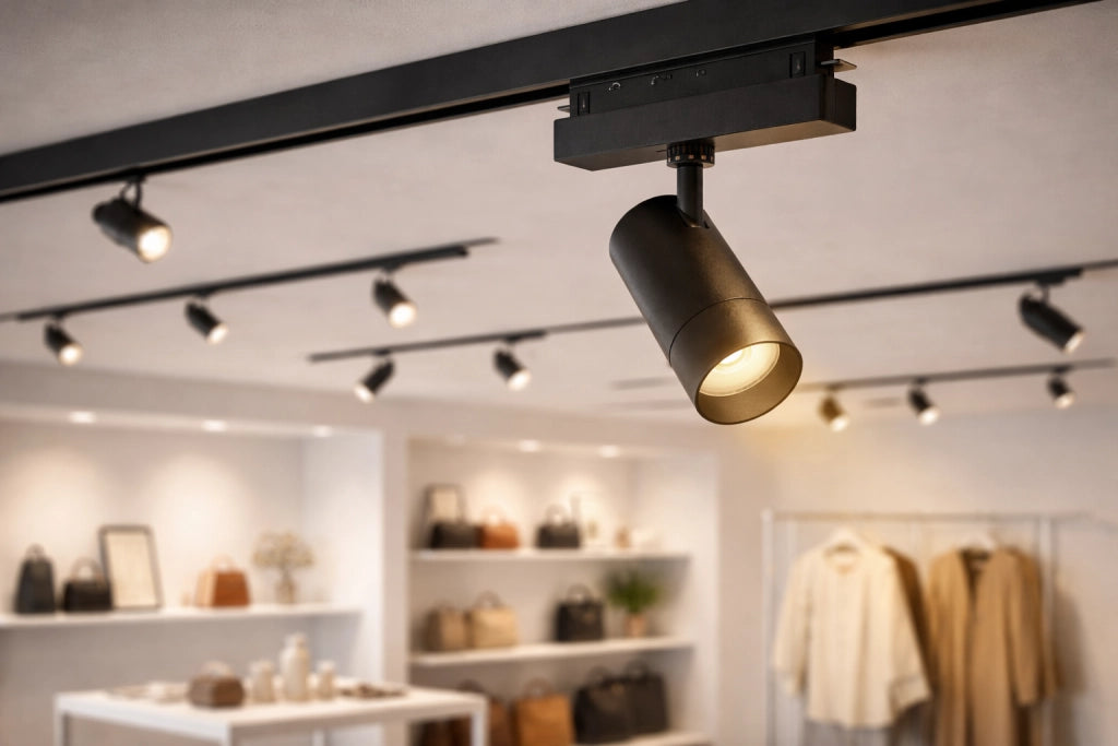 Faretto LED per Binario Magnetico 48V 10W 955lm CRI>90 Orientabile CCT Switch Luce Calda, Fredda, Naturale