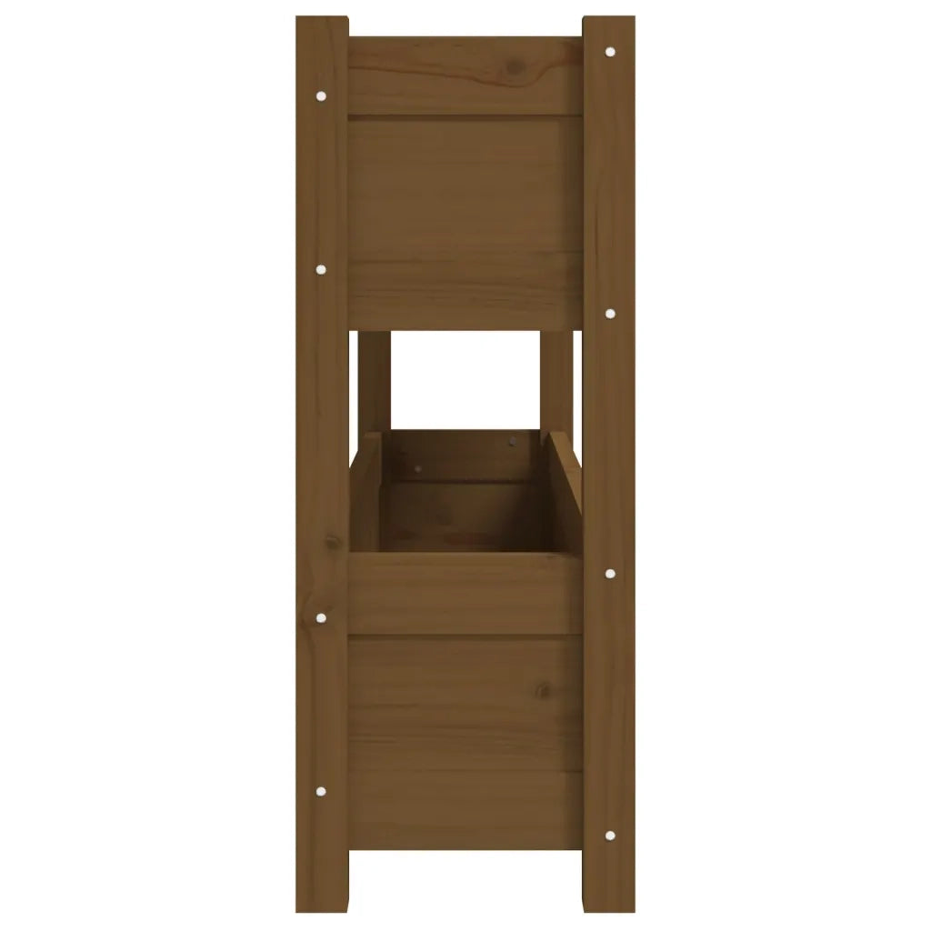 Fioriera | Cassetta per fiori | Vaso Marrone Ambra 112x25x66 cm in Legno Massello di Pino