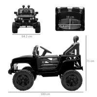 Macchina Elettrica per Bambini 3-6 Anni da 12V con Telecomando, Fari e Clacson, 100x64.2x71 cm, Nero