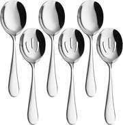 Set di servizio da tavola da 6 pezzi, 22 cm cucchiaio di acciaio inossidabile, cucchiaio da tavola, cucchiaio da dessert, Skimmer avanzato di utilità, cucchiaio forato per servire buffet, ricevimenti, cucina.