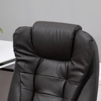 Poltrona Massaggiante da Ufficio ad Altezza Regolabile con 6 Punti Massaggianti, in PU, 62x68x111-121 cm, Marrone