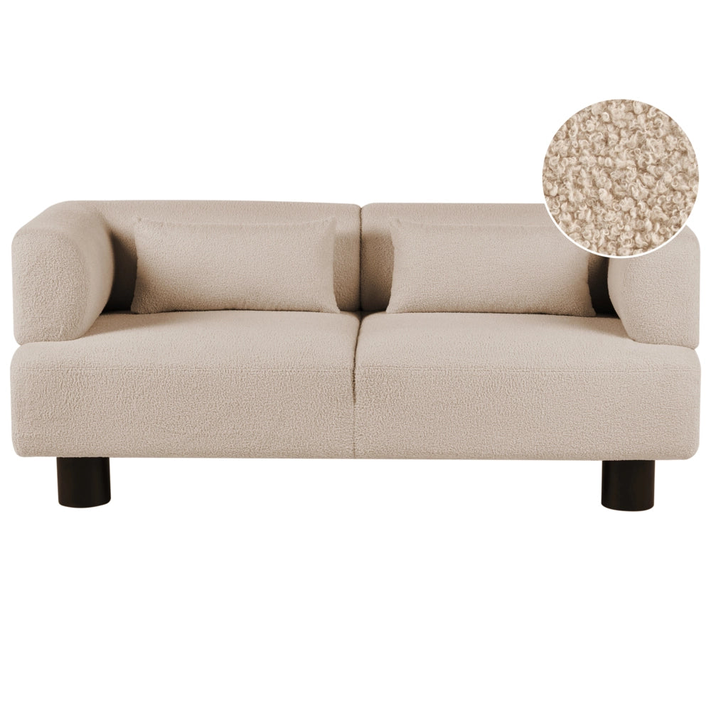 Divano a 2 posti Rivestimento in tessuto beige con gambe in legno e braccioli lineari Materiale idrorepellente Stile moderno Soggiorno