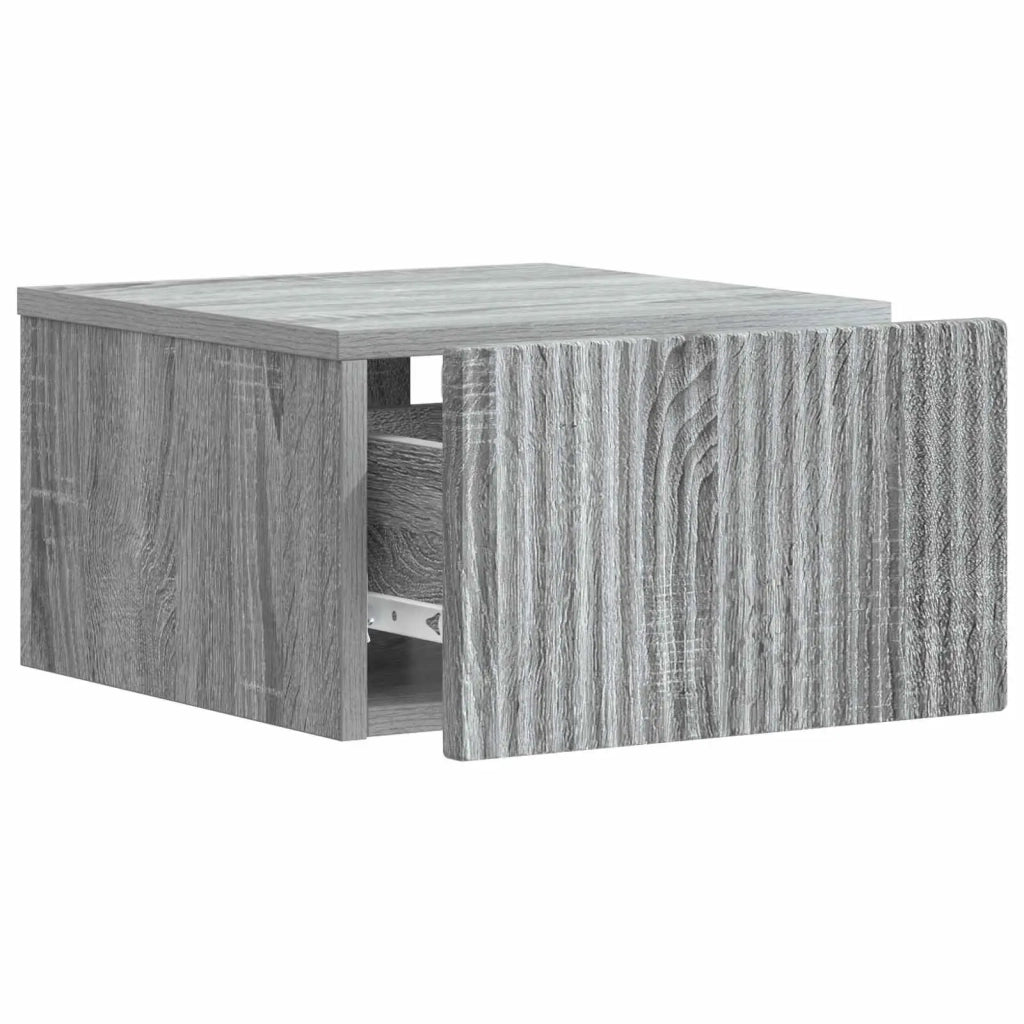 Set di 2 Comodini | Armadio da Notte | Mobiletto da notte a muro Grigio Sonoma 33 x 34,5 x 20 cm