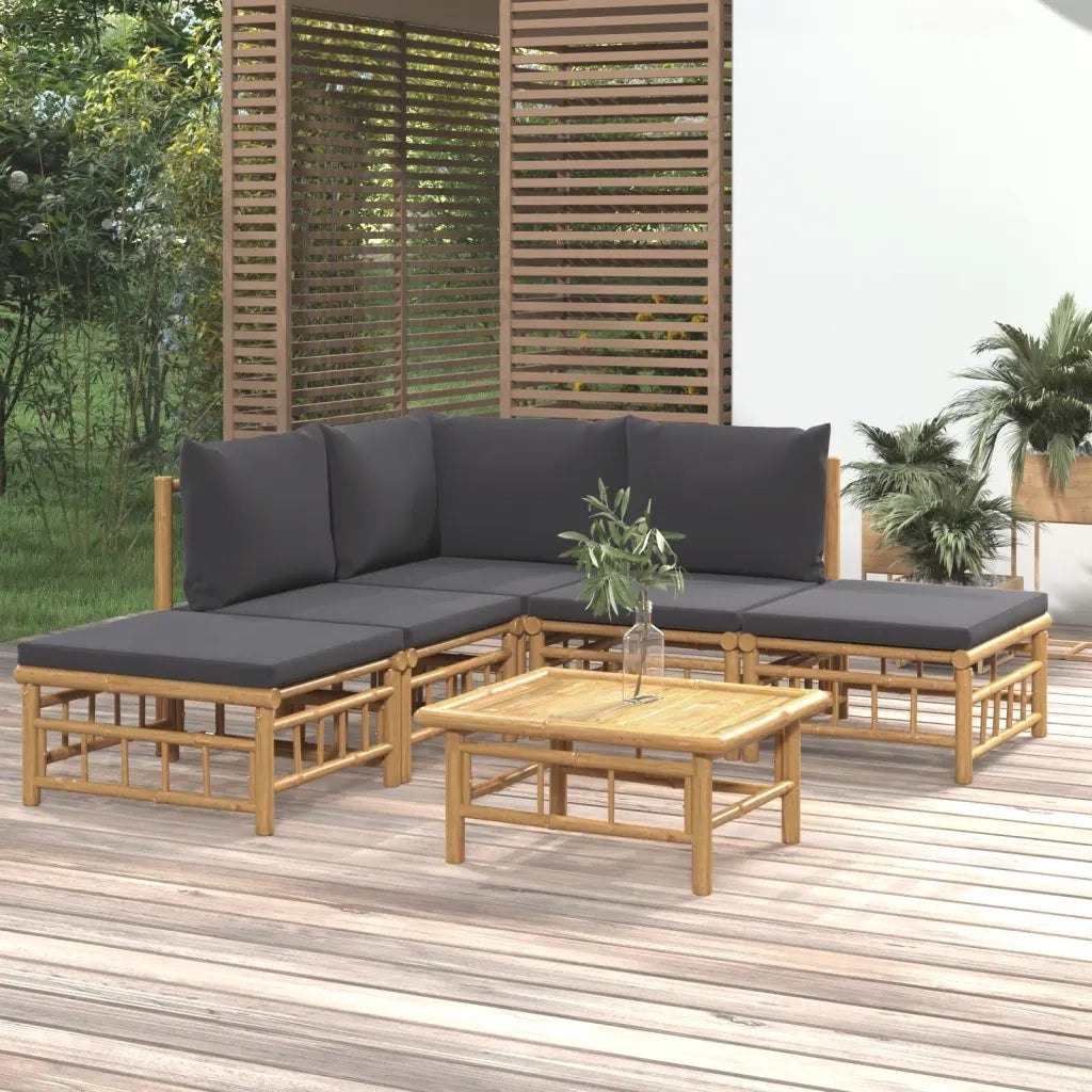 Set Salotto da Giardino 6pz con Cuscini Grigio Scuro BambÃ¹cod mxl 100305