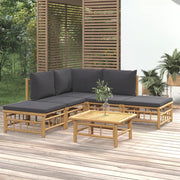 Set Salotto da Giardino 6pz con Cuscini Grigio Scuro BambÃ¹cod mxl 100305