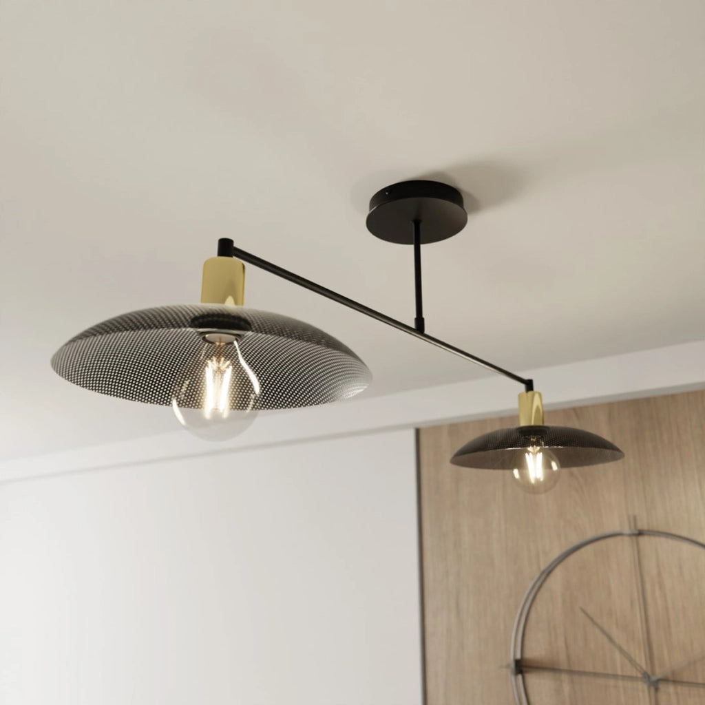 Lampada a sospensione SPIRIT in acciaio nero opaco e oro