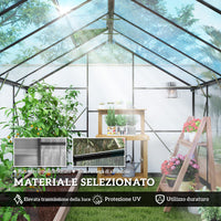 Serra per Orto 304x247x205 cm con Porta a Battente e 2 Finestre Regolabili in PC e Alluminio Nero