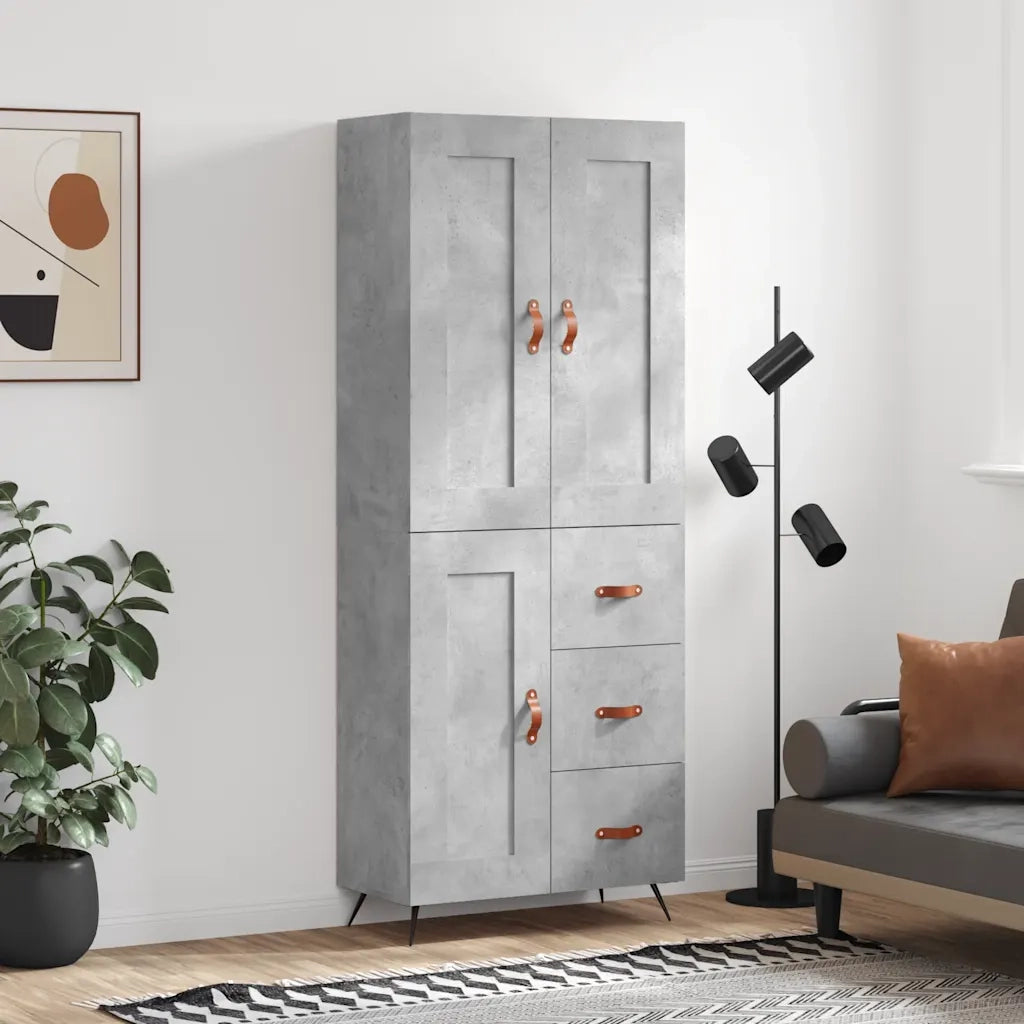 Credenza Grigio Cemento 69,5x34x180 cm in Legno Multistrato