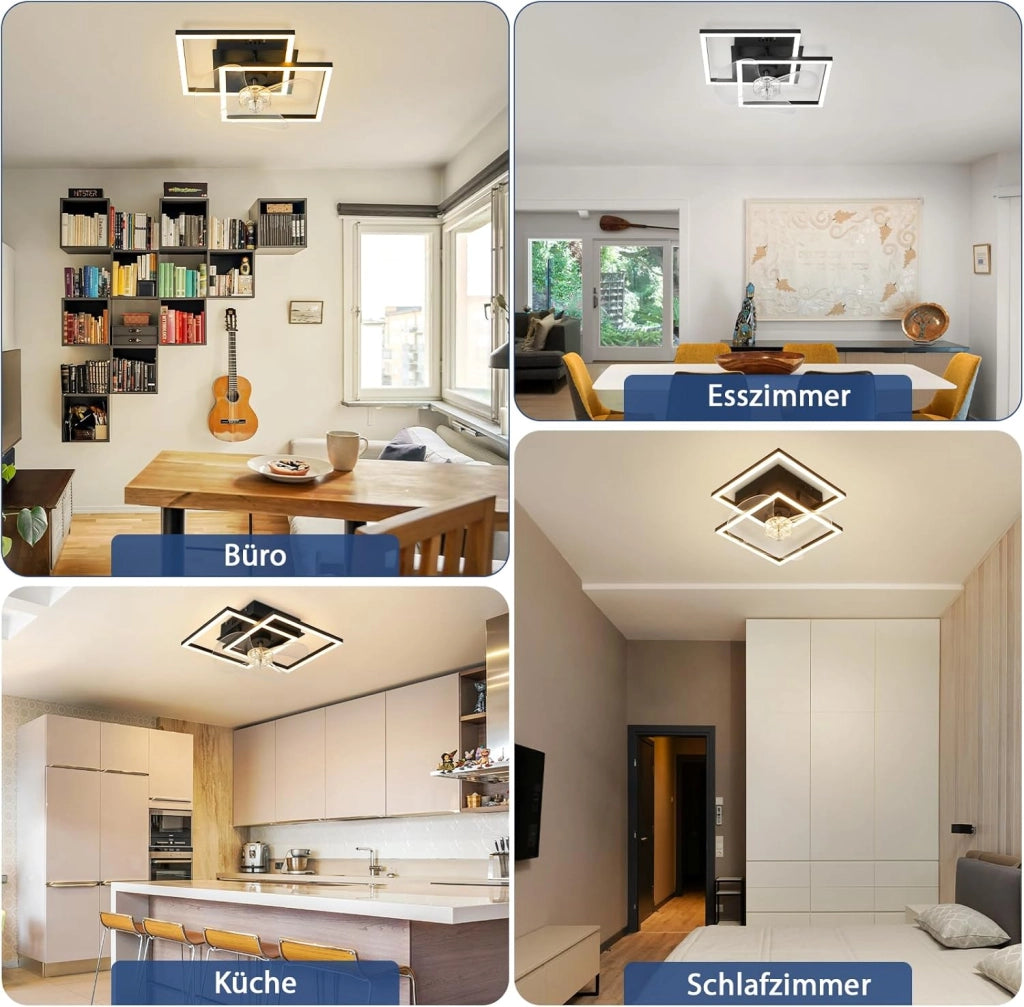 ZMH Ventilatore da Soffitto Silenzioso LED Nero con Illuminazione Moderna Intensità Regolabile per Camera da Letto
