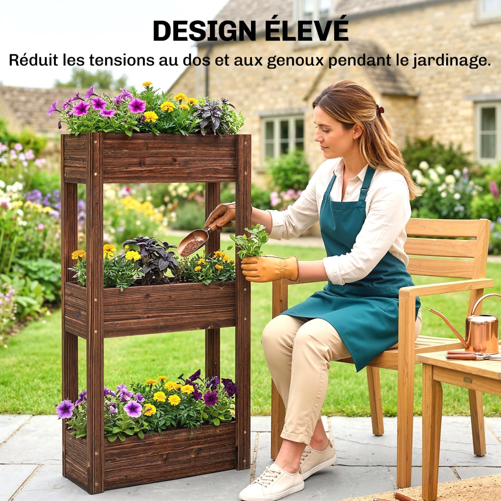 Fioriera da Giardino 3 Livelli ¨C zephmum ¨C 60x25x120 cm Marrone