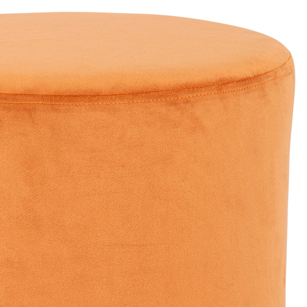 Pouf Poggiapiedi in Velluto Terracotta Struttura Legno 31x31x38 cm Base dorata Metallo