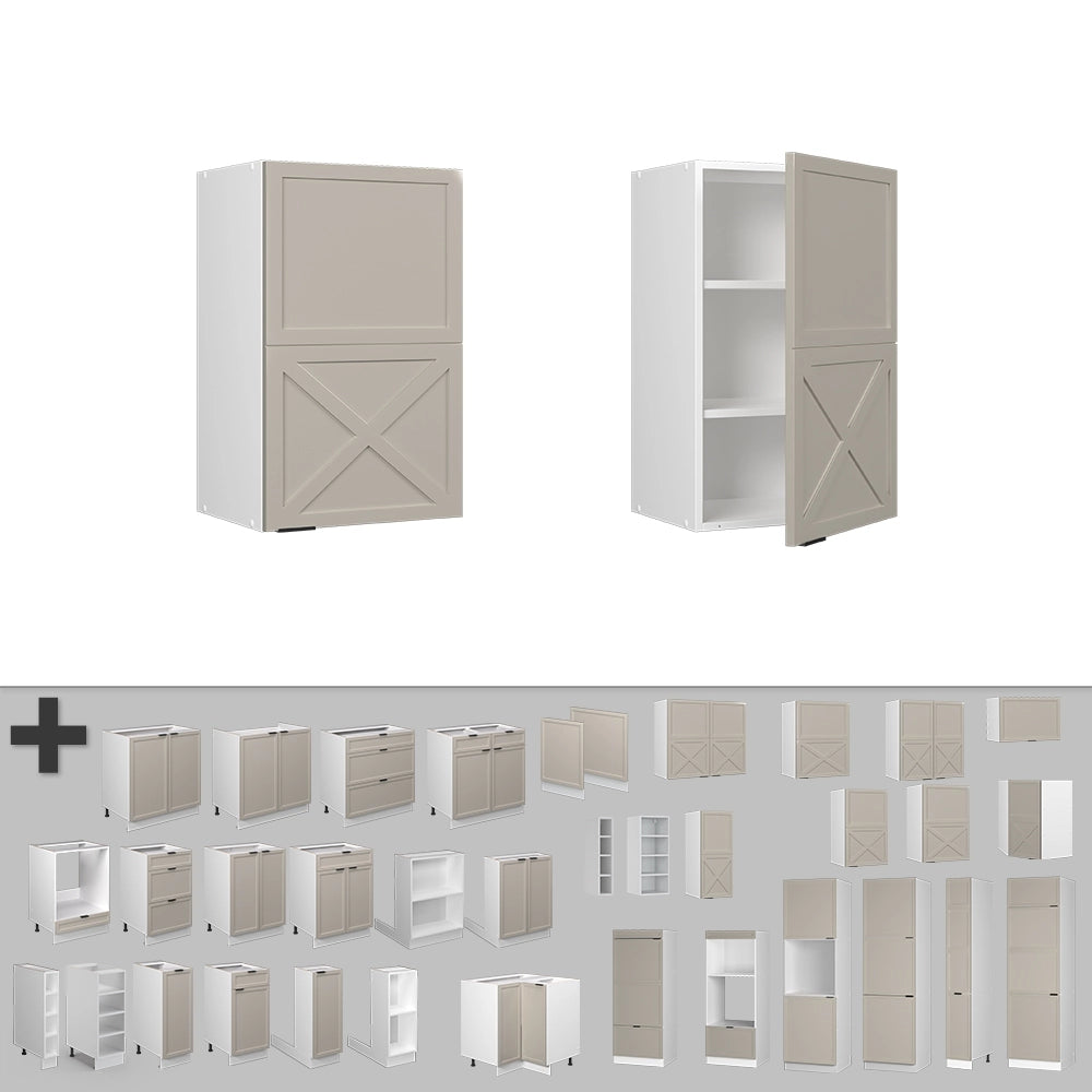 Pensile da cucina Fame-Line GrigioBeige/Bianco 45 cm Vicco