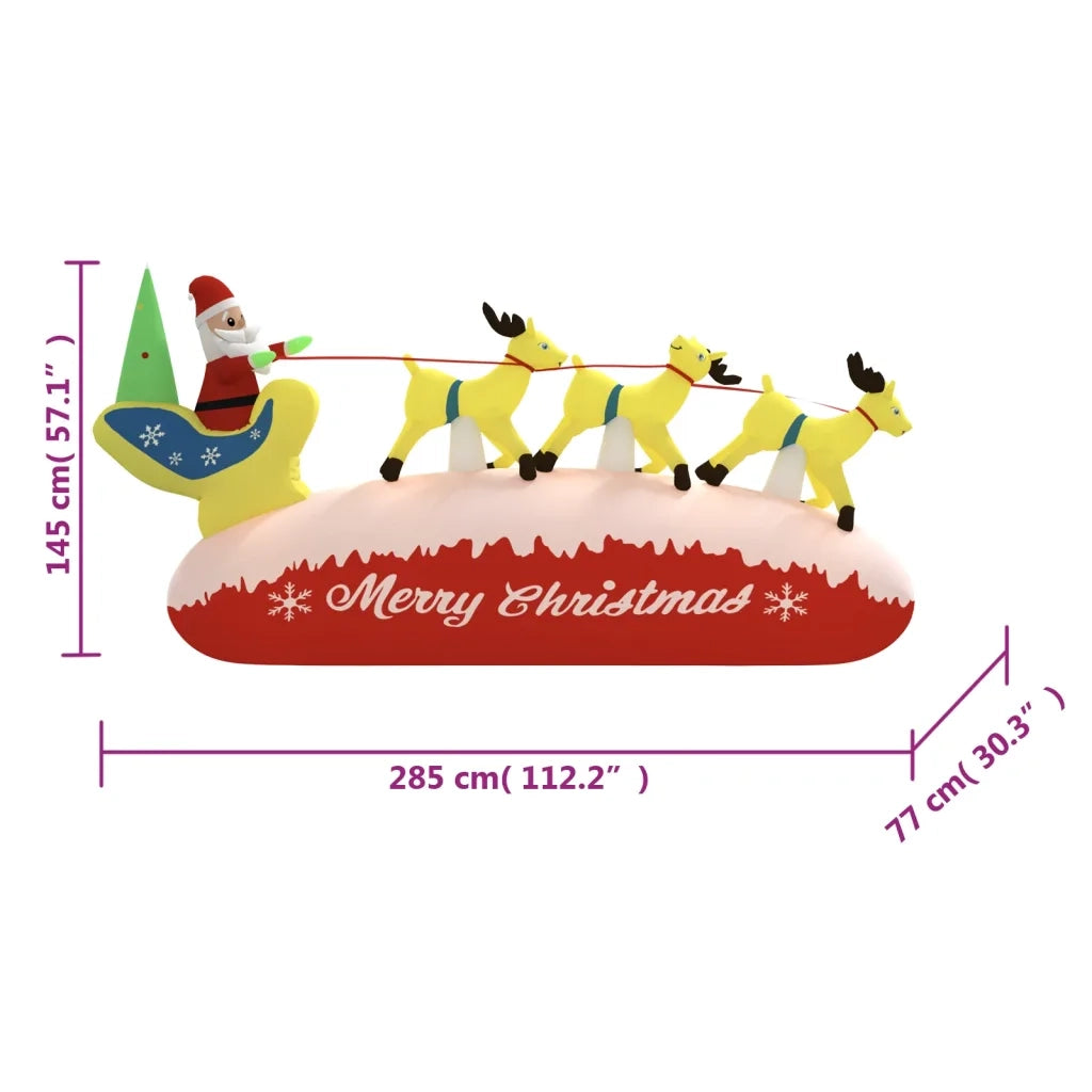 Decorazione Natalizia Babbo Natale e Renne Gonfiabili LED 145cm 345327