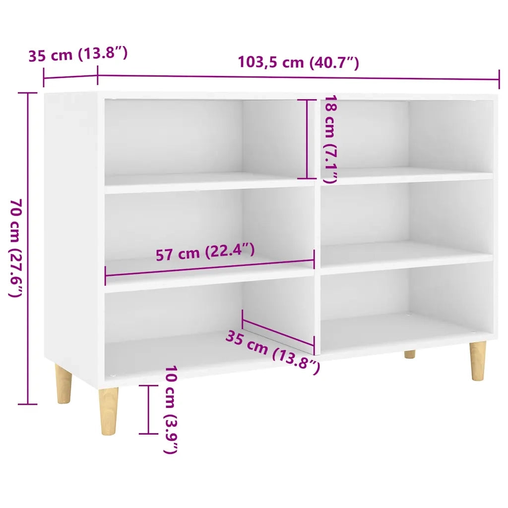 Credenza Bianca 103,5x35x70 cm in Legno Multistrato 806031