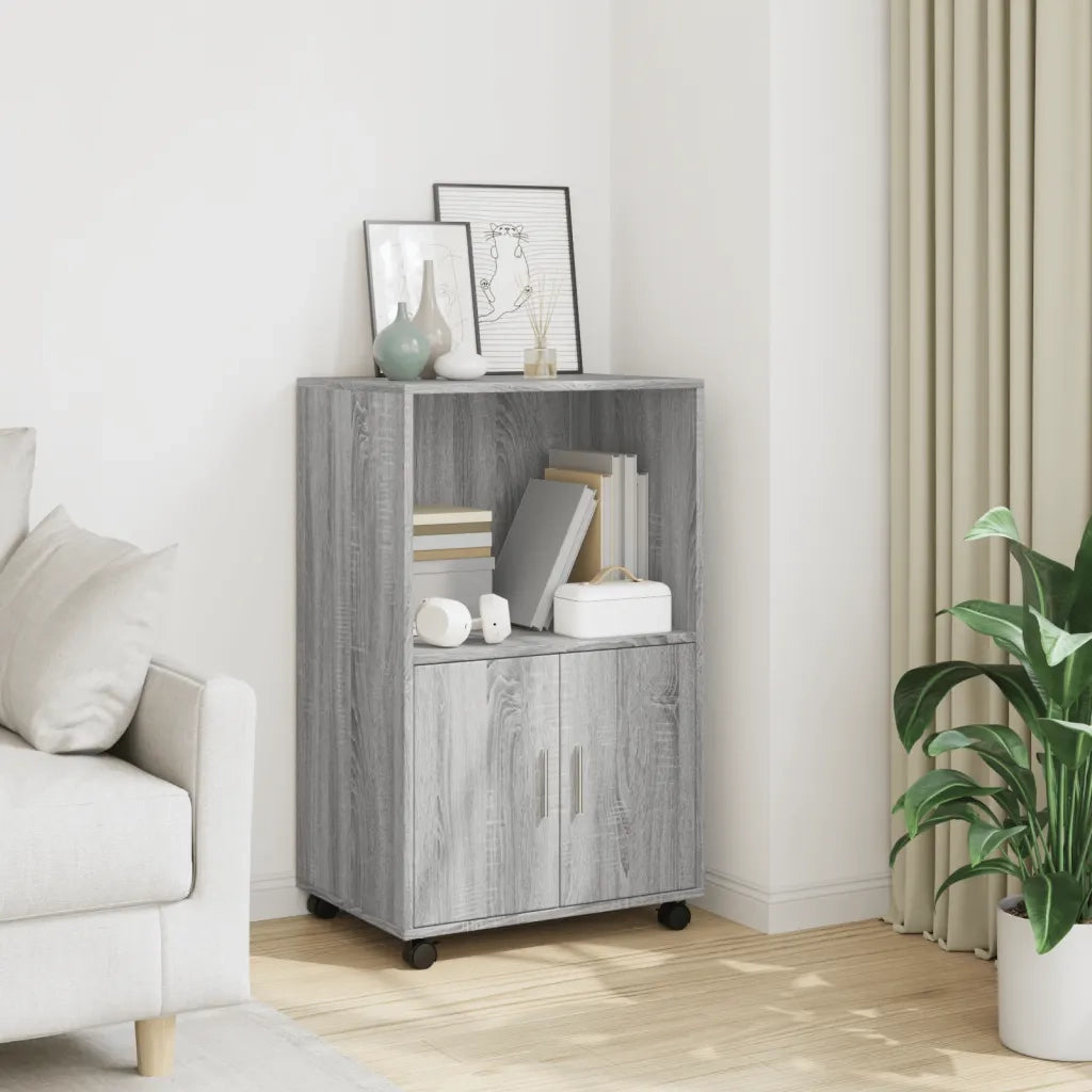 vidaXL Mobiletto con Ruote Grigio Sonoma 55x40x91cm in Truciolato
