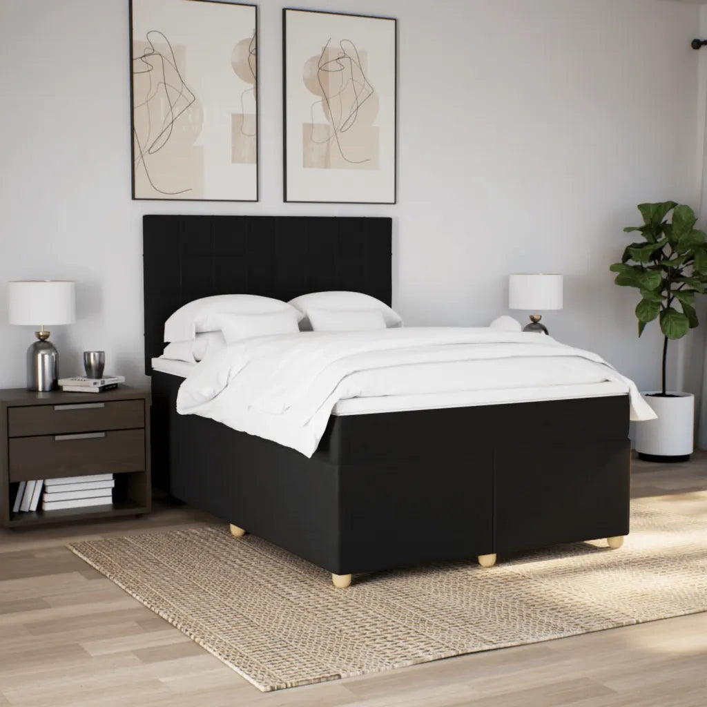 vidaXL Giroletto a Molle con Materasso Nero 160x200 cm in Tessuto