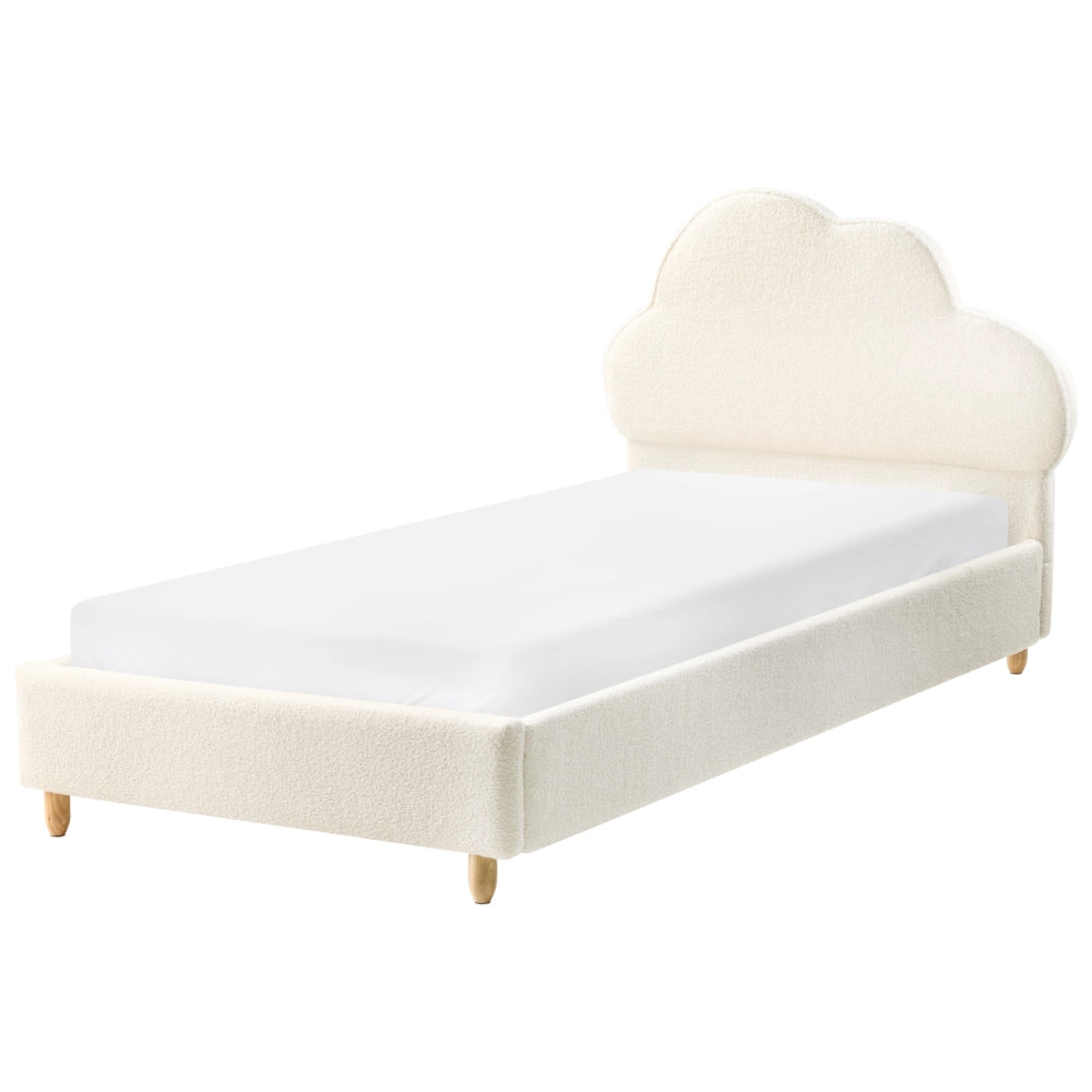 Letto bianco sporco Velluto Imbottito Telaio Poggiatesta 3ft EU Dimensione Singola Camera da Letto Bambini Camera Moderna Tradizionale