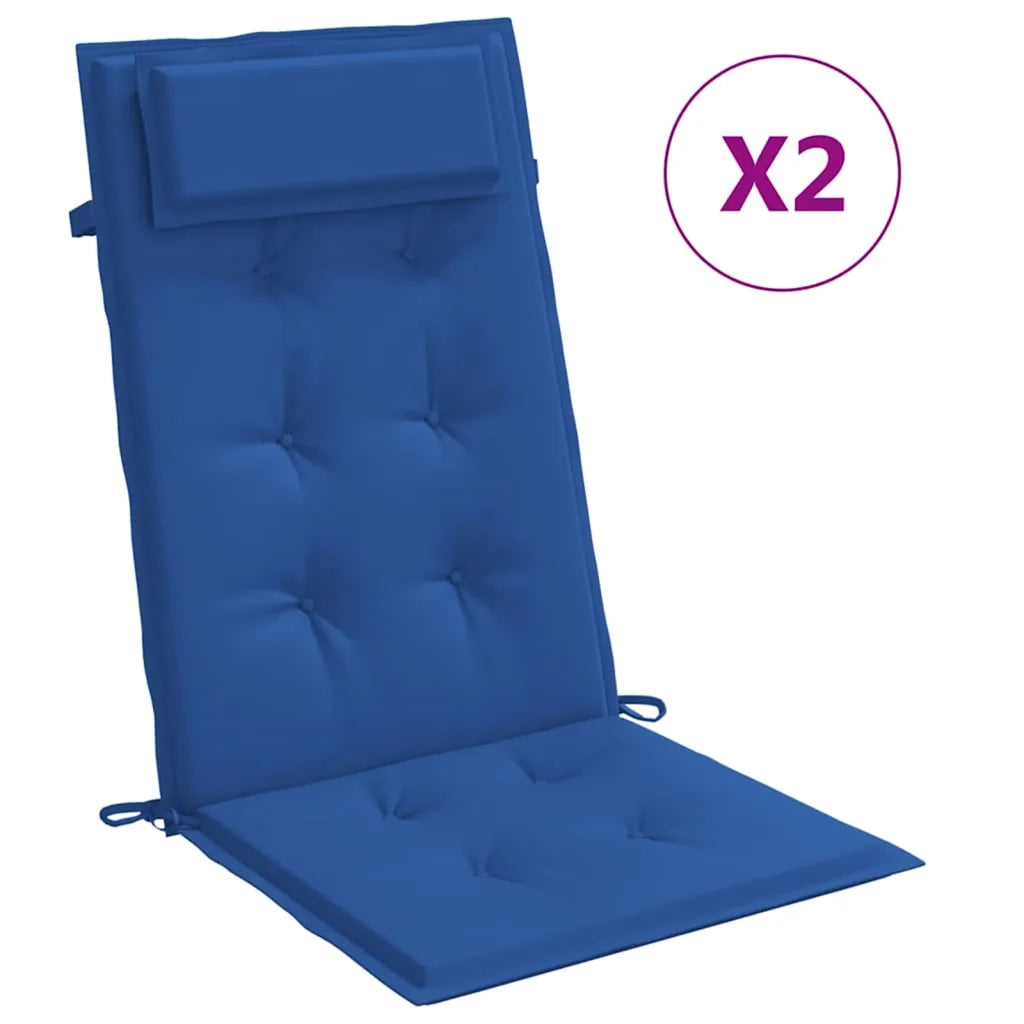 Cuscini Sedia con Schienale Alto 2 pz Blu Reale Tessuto Oxford 361904