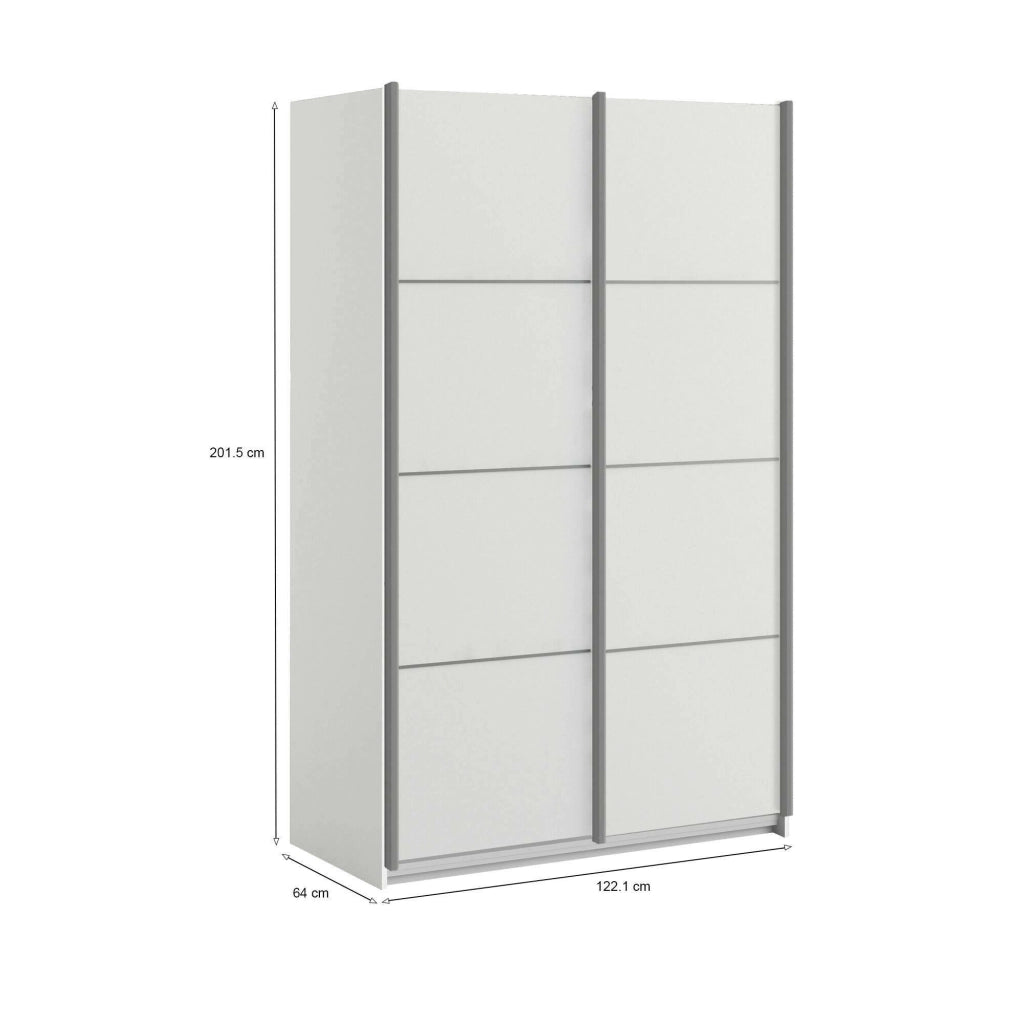 Guardaroba 2 ante NancyWake, Mobile camera da letto, Cabina armadio portabiti, Armadio appendiabiti, 122x64 h202 cm, Bianco