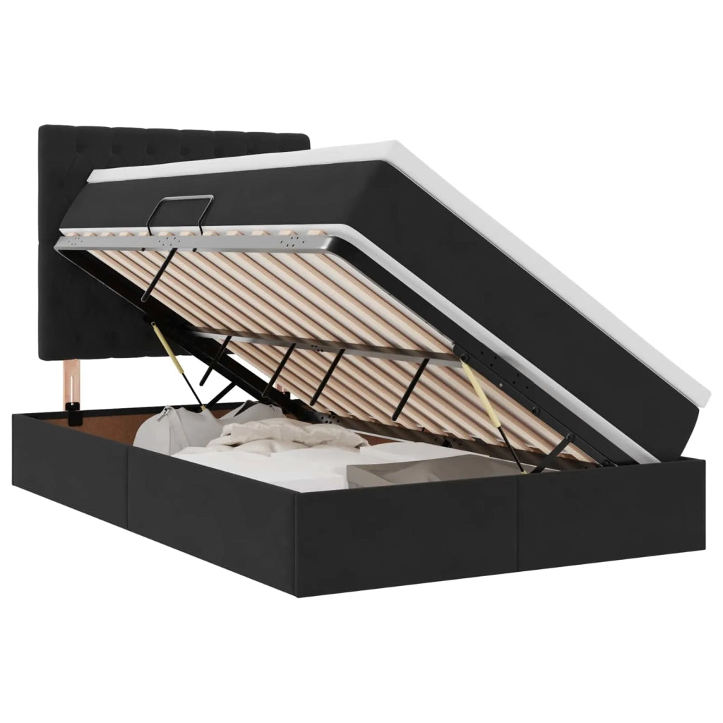 Letto con contenitore e materasso Nero 120 x 190 cm Velluto 3372077