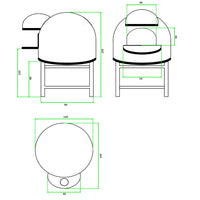 Forno legna artigianale mosaico rosso linea unique diametro 80 cm con base ferro