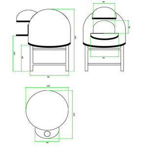 Forno legna artigianale mosaico rosso linea unique diametro 80 cm con base ferro
