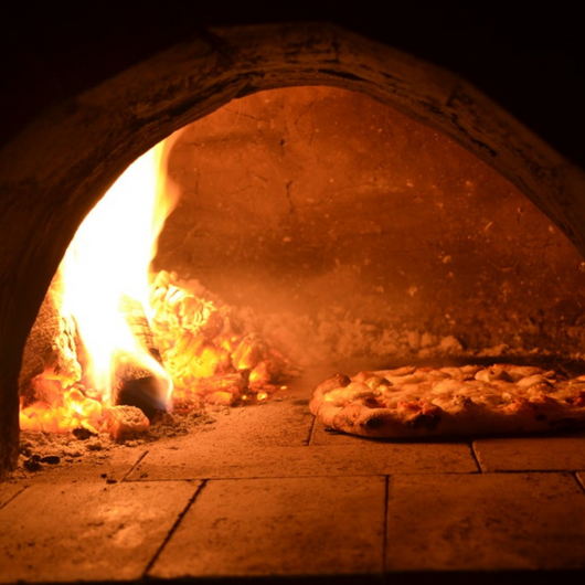 Forno legna artigianale mosaico rosso linea unique diametro 120 cm con base ferro